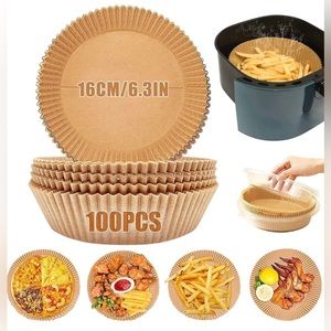 Air Fryer Disposable Paper Liner 100PCS Round Air Fryer Paper Liners 6.3"-100pcs